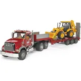 Bruder 02813 - MACK Granite LKW inkl. Tieflader und JCB Baggerlager 1:16