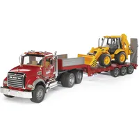 Bruder 02813 - MACK Granite LKW inkl. Tieflader und JCB Baggerlager 1:16