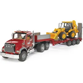 Bruder 02813 - MACK Granite LKW inkl. Tieflader und JCB Baggerlager 1:16