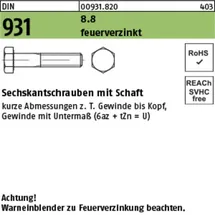 Hörger & Geßler Sechskantschraube DIN 931 M30 x 300 1 Stück