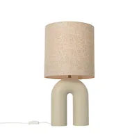 QAZQA Skandinavische Tischleuchte Beige mit Leinen-Schirm Beige - Lotti
