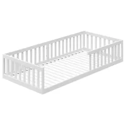 Kids Collective Bodenbett 90x200 cm mit Rausfallschutz & Lattenrost weiß, 90x200 cm