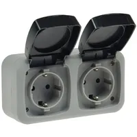 ChiliTec Doppelsteckdose IP44 Aufputz grau 1 St.