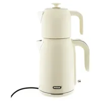 Mulex Tee Express Teekocher 2200W - 2-in-1 Wasserkocher mit Teekanne 1,7L + 1 L, Beige
