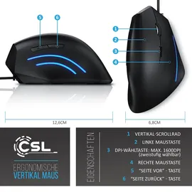 CSL ergonomische Maus schwarz