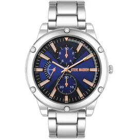 Steve Madden Herren Armband Uhr,Blau/Silber