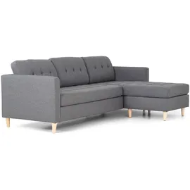 VCM Marino Sofa, Chaiselongsofa Rechts oder Links Gewendet in hellgrauen Stoff mit Holzbeinen.