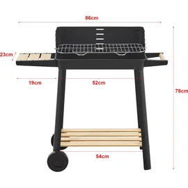 casa.pro Holzkohlegrill Ari 78 x 86 x 30 cm Schwarz/Holz