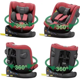 XOMAX Kindersitz 360° drehbar mit Isofix, ECE R129, 0–36 kg, verstellbar, neigbar, atmungsaktiver Bezug, 5-Punkt-Gurt, Top Tether, Autokindersitz für...