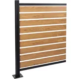 Alu Mülltonnen-zaun Hhg-567, Erweiterungselement Mülltonnenverkleidung, Holzoptik Erweiterbar 130x100x6cm Hellbraun