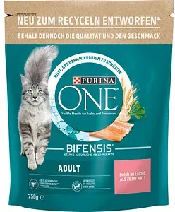 PURINA ONE® Katzen-Trockenfutter BIFENSIS® Lachs und Vollkorn Getreide 750,0 g