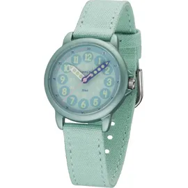 JACQUES FAREL ORGT 1113  - Analog Quarz Gehäusefarbe Mint Textilarmband Blau