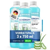 Maxxi Clean | 3x 750 ml Nachfüllflüssigkeit Scherkopfreiniger für Reinigungskartusche | Rasierer Reinigungsflüssigkeit kompatibel mit Braun Reinigungsstation | Reinigungsspray mit Aloe Vera Duft
