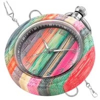 Tiong Holz Quarz Taschenuhren für Männer Handgemachte Bunte Bambus Holz Taschenuhr Analoge Quarz Männer Taschenuhr Geschenk