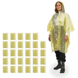 relaxdays Regenponcho 30x Einweg Regenponcho Gelb (30-St) gelb