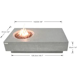 ELEMENTI Feuertisch Metropolis Ø 142 cm Hellgrau