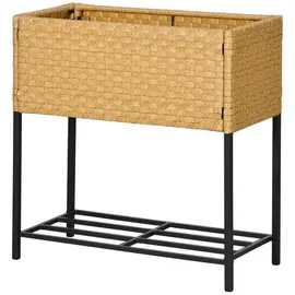 Outsunny Poly Rattan Hochbeet 70 x 30 x 70 cm Sand