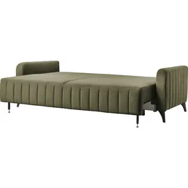 exxpo - sofa fashion Schlafcouch Mikrovelours 3-Sitzer Grün