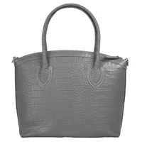 Cluty Henkeltasche, echt Leder, Made in Italy, grau