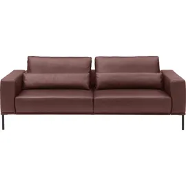Musterring 2,5-Sitzer MUSTERRING "JustBPM100, 202 cm breit, aus hochwertigem Leder", rot, B:202cm H:88cm T:107cm, 100% Leder, Sofas, wahlweise mit Nierenkissen und mot. Sitzauszug, Metallfuß in schwarz