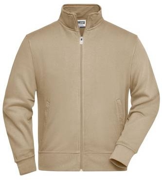 Workwear Sweat Jacket Sweat-Jacke mit Stehkragen und Reißverschluss braun/grau, Gr. XXL