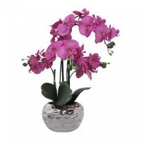 Creativ-green Kunstblume Orchidee, Phalaenopsis, lila, in silberner Ovalvase, Höhe