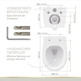 Lenz Jeno Wand-WC mit WC-Sitz Weiß