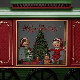 Konstsmide LED Wasserlaterne Wagon mit 5 Std. Timer Weihnachtsbeleuchtung, Rot / Grün, Warm Weiß