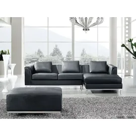 Beliani Ecksofa Schwarz Echtleder L-Förmig Linksseitig Modern Wohnzimmer - Schwarz