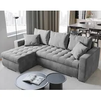 bromarkt Ecksofa LUIS Schlaffunktion Bettkasten L-Form 238x148x88cm Hellgrau - Hellgrau