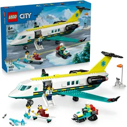 LEGO City Notfallrettungsflugzeug, Set mit Flieger und Schneemobil 60465