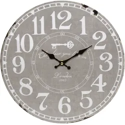 Wanduhr ""London"", grau, B:33,8cm H:4,5cm T:4,5cm, MYFLAIR MÖBEL & ACCESSOIRES, Wanduhren, rund, Ø 33,8 cm, dekorativ in Küche & Wohnzimmer