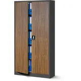 Jan Nowak Aktenschrank C001 Büroschrank Metallschrank Stahlschrank Aufbewahrungsschrank Pulverbeschichtet 4 Verstellbare Fachböden Abschließbar 185 cm x 90 cm x 40 cm (Anthrazit-Holzoptik)