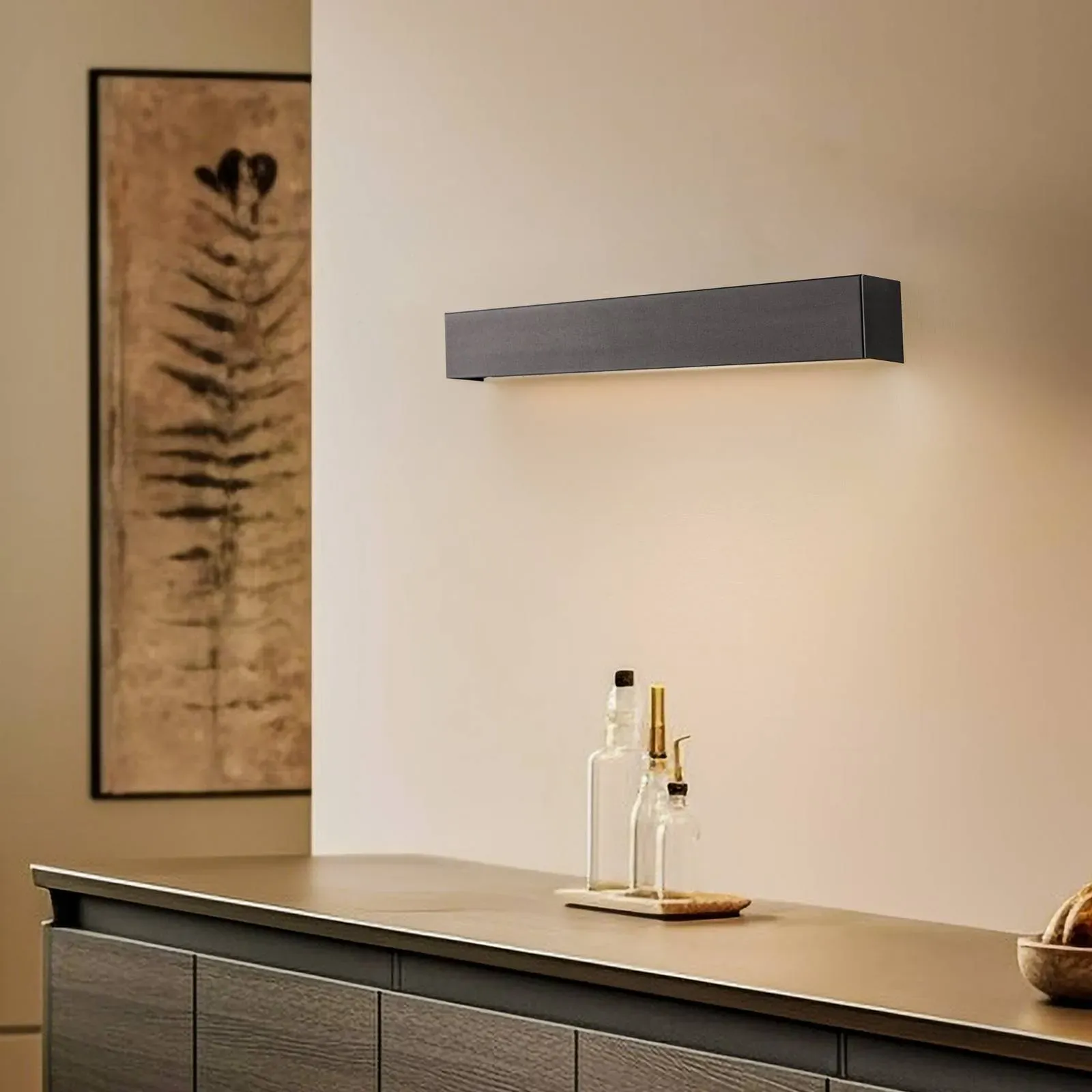 Wandlampe Straight S Nowodvorski Lighting, schwarz, für Wohn- / Esszimmer, Metall, Modern, LED Wandleuchte, Wandlampe Innen - 5 cm - 62 cm - 7 cm