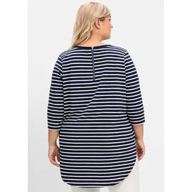 sheego Longshirt in marine-weiß | Gr.: 52/54