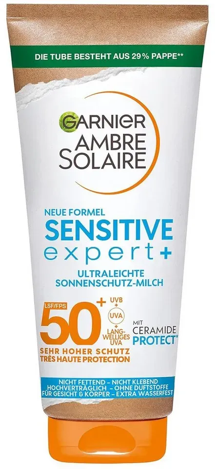 GARNIER Sonnenschutzmilch Sonnenmilch sensitive expert+, LSF 50+, 175 ml, 1-tlg.