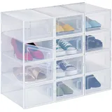 Relaxdays Schuhbox 12er Pack 1-tlg. Transparent/Weiß