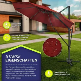 tillvex Premium Alu Sonnenschirm Ø 330 cm Rot