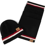 Lonsdale Unisex Schal und Mütze BUTLEIGH, Black/Dark Red/Ecru, one Size, 116005 | Gr.: onesize