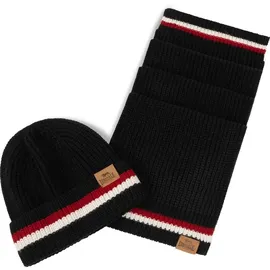 Lonsdale Unisex Schal und Mütze BUTLEIGH, Black/Dark Red/Ecru, one Size, 116005 | Gr.: onesize