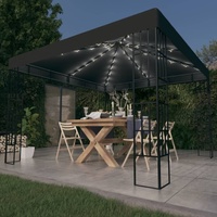 Design Pavillon mit LED-Lichterkette 3x3 m Anthrazit, Pavillons & Partyzelte 2024 Neu