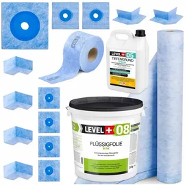 LEVEL PLUS Dichtset für Duschabdichtung Bad Dichtband Flüssigfolie 25 kg