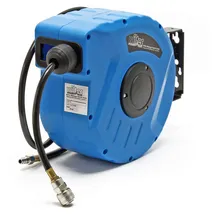 Wiltec Druckluft Schlauchtrommel mit 10 + 1 m Druckluftschlauch, 8 bar Arbeitsdruck, automatik Druckluft Schlauchaufroller