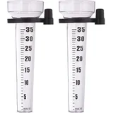 10 x Regenmesser im Set, mit Halter, Niederschlagsmesser Garten, große Anzeige 35 mm/m2, Kunststoff, transparent