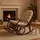 MCW Schaukelstuhl MCW-C40, Schwingsessel Rattansessel, braun ~ Auflage creme