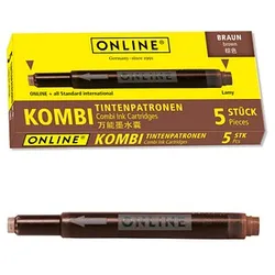 ONLINE® 17057/12 Tintenpatronen für Füller braun 5 St.