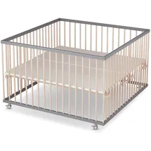 Sämann Laufgitter mit Matratze Cloud Air - grau/natur - Premium Kollektion | Gr.: 120x120 cm