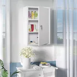 Medizinschrank Aus Stahl, Weiß, Abschließbar, 3 Fächer, Wandmontage, 40 X 18 X 60 Cm