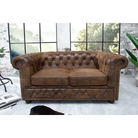 Riess Ambiente Chesterfield 2er Sofa 150cm antik braun mit Knopfheftung und Federkern