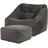 I.C.O.N. icon Sitzsack Riesen Sessel aus Cord Flauschig „Natalia" mit Hocker (Spar-Set, 1 x Sitzsack-Sessel, 1 x Fußhocker), Sitzsack XXL, Made in Germany, für Erwachsene & Kinder, für Wohnzimmer grau